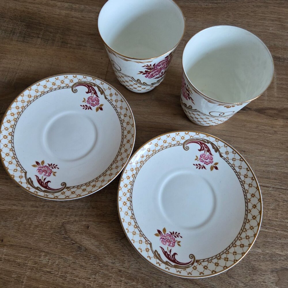 1980s Imperial Lomonosov made in USSR Wedding 2 porcelain cups and saucers. - Picture 5 of 8